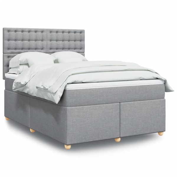vidaXL Boxspring posteľ s matracom bledosivá 140x200 cm látka