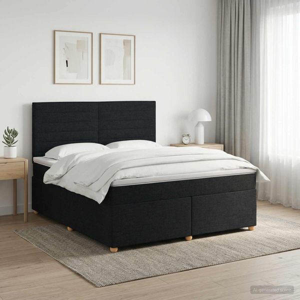 vidaXL Posteľ boxspring s matracom Čierna 140 x 190 cm Látka