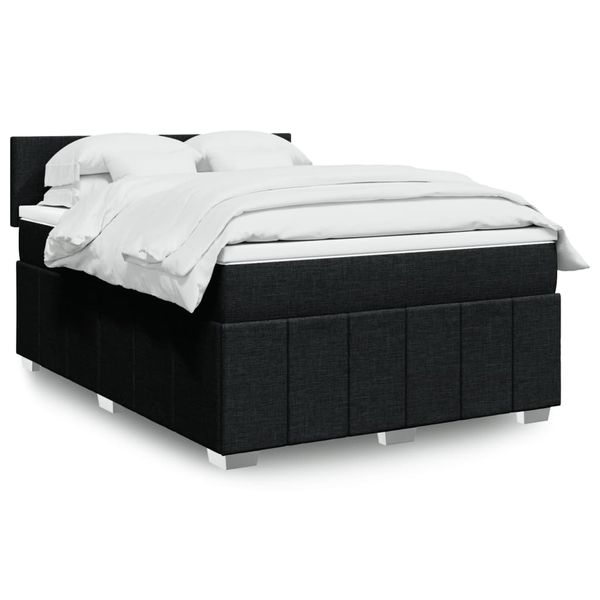 vidaXL Posteľný rám boxspring s matracom čierny 160x200 cm látka