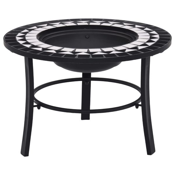 vidaXL Mozaikové ohnisko, čierno biele 68 cm, keramika