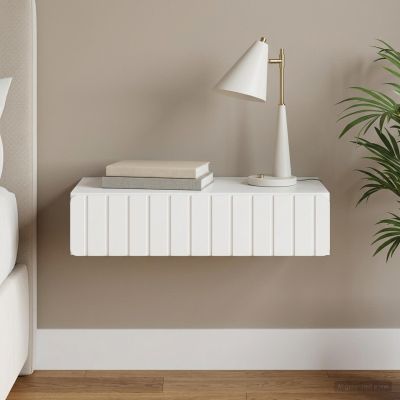 vidaXL Nástenný bočný stôl Biela 87,5 x 34,5 x 17 cm Kompozitné drevo