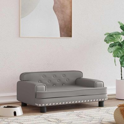 vidaXL Posteľ pre psa sivá 70x45x30 cm umelá koža