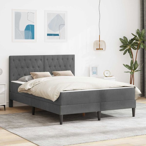 vidaXL Rám postele s matracom Tmavo šedá 140 x 190 cm Zamat