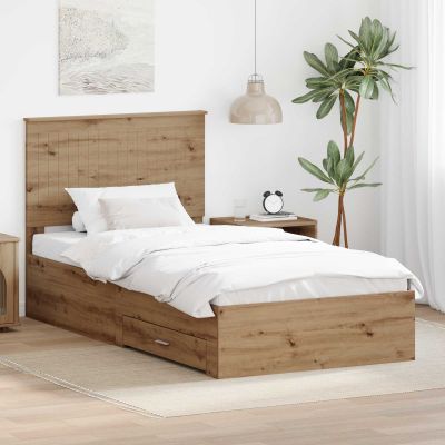 vidaXL Rám postele Remeselný dub 100 x 200 cm Kompozitné drevo