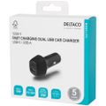 DELTACO USBC-CAR120, Autonabíjačka 1x USB-C/USB-A