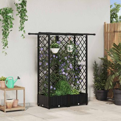 vidaXL Vyvýšený záhon s mriežkou a strechou Čierna 124 x 40 x 121 cm