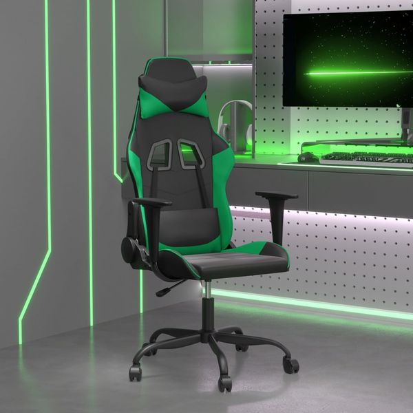 vidaXL Herná stolička čierna a zelená umelá koža