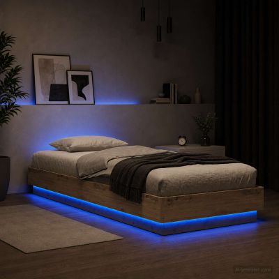 vidaXL Posteľový rám s LED Dub artisan 80 x 200 cm Kompozitné drevo