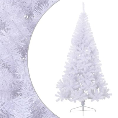 vidaXL Umelý polovičný vianočný stromček+stojan, biely 240 cm, PVC