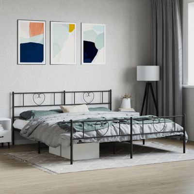 vidaXL Kovový rám postele s čelom a podnožkou čierny 200x200 cm