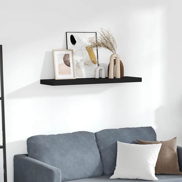 vidaXL Plávajúca nástenná polica, čierna 90x23,5x3,8 cm, MDF