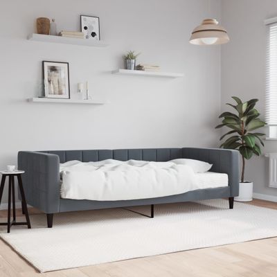 vidaXL Denná posteľ s matracom tmavosivá 90x190 cm zamat