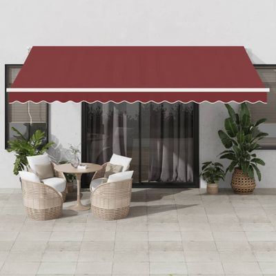 vidaXL Automaticky zaťahovacia markíza s LED vínová 450x350 cm