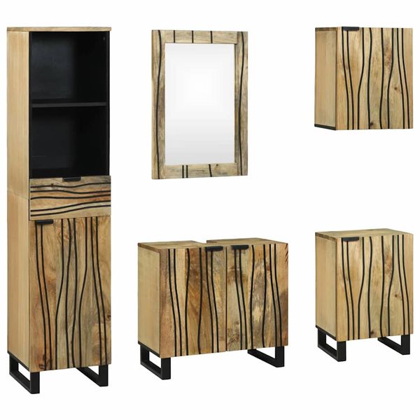 vidaXL Sada kúpeľňového nábytku Nástenný 5 pcs Hnedá Kompozitné drevo