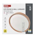 LED nástenné svietidlo ILVI, kruhové 45 W, stmievanie + CCT, drevo