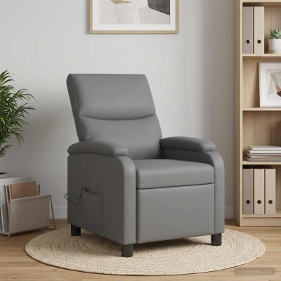 vidaXL Masážne relaxačné kreslo Sivá Umelá koža