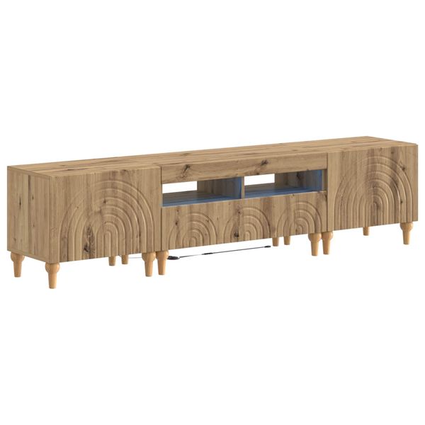 vidaXL 3-dielny LED TV stolík Dub artisan Kompozitné drevo