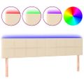 vidaXL Čelo postele s LED krémové 160x5x78/88 cm látka
