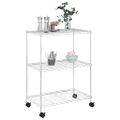 vidaXL Regál s 3 policami na kolieskach 60x35x81 cm chrómový 150 kg
