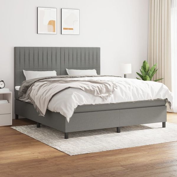 vidaXL Boxspring posteľ s matracom tmavosivá 160x200 cm látka