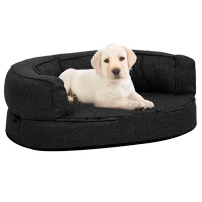 vidaXL Ergonomický matrac pre psa 60x42 cm ľanový vzhľad flís čierny