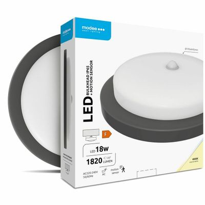Modee LED Bulkhead Round prepážkové okrúhle svetlo 18W 4000K 1820lm, čierna PIR (ML-BH4000K18WRS-B)