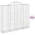 vidaXL Oblúkové gabiónové koše 15 ks 200x30x160/180 pozinkované železo