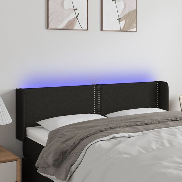 vidaXL Čelo postele s LED čierne 147x16x78/88 cm látka
