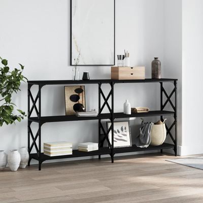 vidaXL Konzolový stolík čierny 200x28x80,5 cm kompozitné drevo