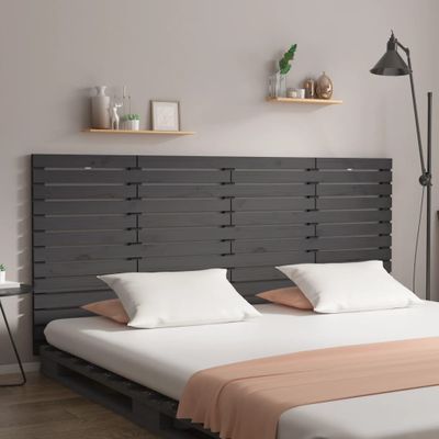 vidaXL Nástenné čelo postele sivé 166x3x91,5 cm masívna borovica
