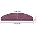 vidaXL Schodové rohože 15 ks 65x21x4 cm tmavo fialové polkruhové veľké