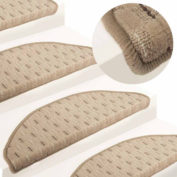 vidaXL Kobercové nášľapy na schody 15 ks sivo-hnedé 65x21x4 cm