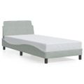 vidaXL Rám postele Dover bledosivý 90x200 cm zamat