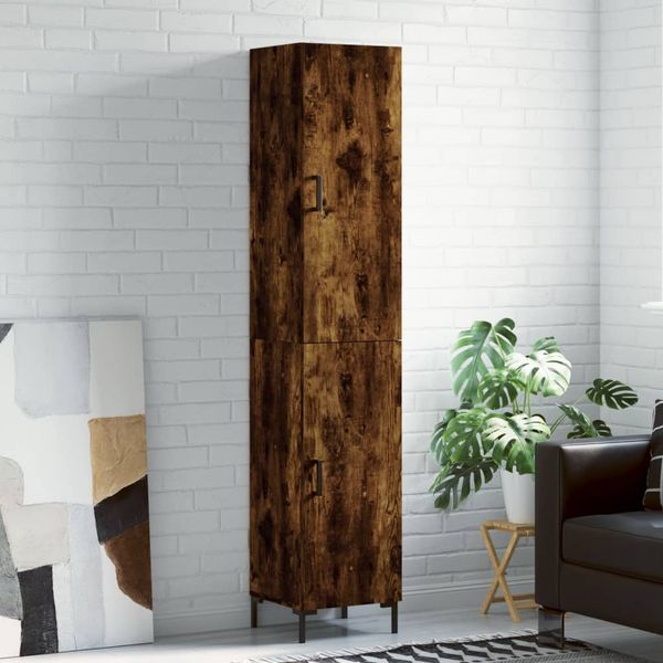 vidaXL Vysoká skrinka dymový dub 34,5x34x180 cm spracované drevo