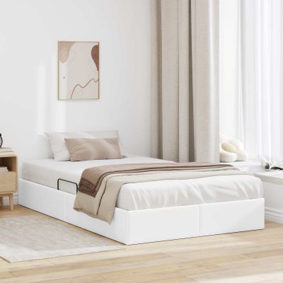 vidaXL Otomanový posteľný rám Čistá biela 120 x 200 cm Umelá koža
