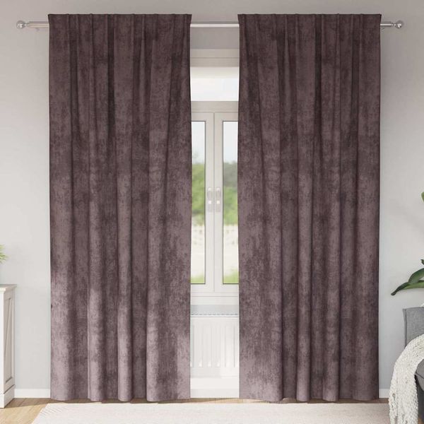 vidaXL Sametové závesy so záclonami 2 pcs Hnedá 245 x 140 cm Zamat