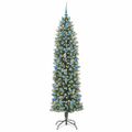 vidaXL Umelý chudý vianočný strom Zelená a biela 210 cm