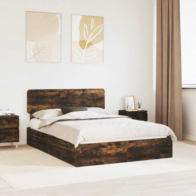 vidaXL Úložná posteľ Dymová dub 160 x 200 cm Kompozitné drevo