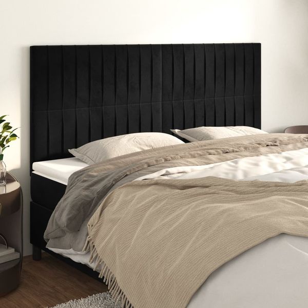 vidaXL Čelo postele čierne 200x5x118/128 cm zamatové
