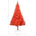 vidaXL Osvetlený umelý vianočný stromček s guľami, červený 240 cm, PVC