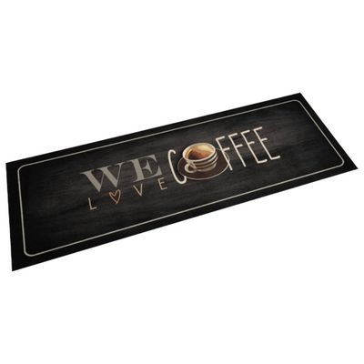 vidaXL Kuchynský koberec, prateľný, nápis Coffee 60x180 cm, zamat