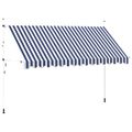 vidaXL Ručne zaťahovacia markíza, 400 cm, modro-biele pásiky
