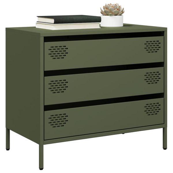 vidaXL Komoda olivovozelená 68x39x58,5 cm oceľ valcovaná za studena