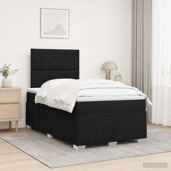 vidaXL LED boxspring posteľ s matracom Čierna 120 x 200 cm Látka