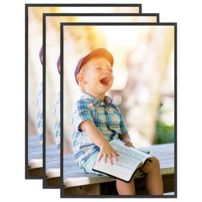 vidaXL Fotorámiky na stenu, koláž 3 ks, čierne 42x59,4 cm, MDF