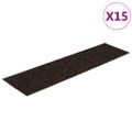 vidaXL Schodové rohože, samolepiace, 15 ks, 76x20 cm, tmavohnedé, obdĺžnikové