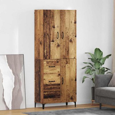 vidaXL Highboard Staré drevo 69,5 x 34 x 180 cm Kompozitné drevo