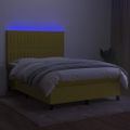vidaXL Posteľ boxsping s matracom a LED zelená 140x190 cm látka