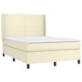 vidaXL Boxspring posteľ s matracom a LED krémová 140x190 cm umelá koža