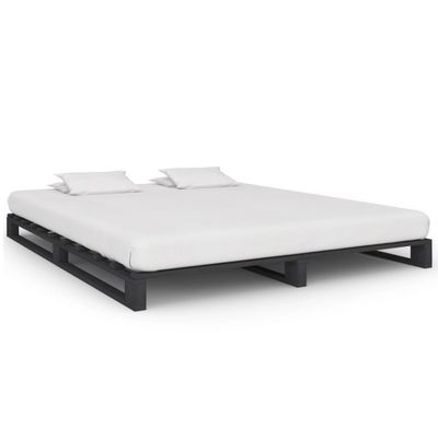 vidaXL Paletový posteľný rám sivý 160x200 cm masívne borovicové drevo
